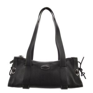 TOD’S Grained Leather Shoulder Bag. Black.